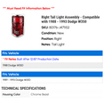 thumbnail image 2 of Right Tail Light Assembly - Compatible with 1988 - 1993 Dodge W350 1989 1990 1991 1992, 2 of 2