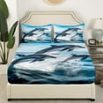 thumbnail image 3 of Erosebridal Dolphin Bed Sheets Set Full Adults,Sea Life Marine Animals Bedding Set Nautical Bedroom Decor,Blue Ocean Wave Sheets Coastal Beach Theme Fitted Sheet Set 4Pcs, 3 of 6