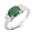 thumbnail image 2 of 1.50 Cts Emerald 925 Sterling Silver Three-Stone Past, Present and Future Ring, 2 of 3