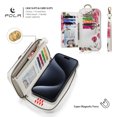 thumbnail image 6 of Multifunctional Wallet Case For iPhone 14 Pro Max with RFID Blocking Card Slots,Detachable Purse Soft PU Leather Magnetic Snap Hand Strap Zipper Pocket Cute Flower Phone Case with Carabiners,White, 6 of 15