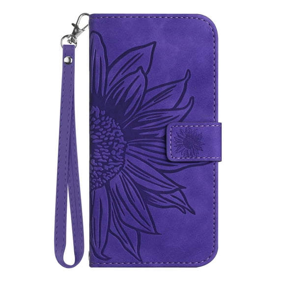 ELEHOLD Case for Motorola Moto G Stylus 5G 2022 Wallet with Lanyard Strap Wristlet, Embossed PU Leather Wallet Flip Cover Magnetic Closure Stand Folio Phone Cover for Moto G Stylus 5G 2022,Darkpurple