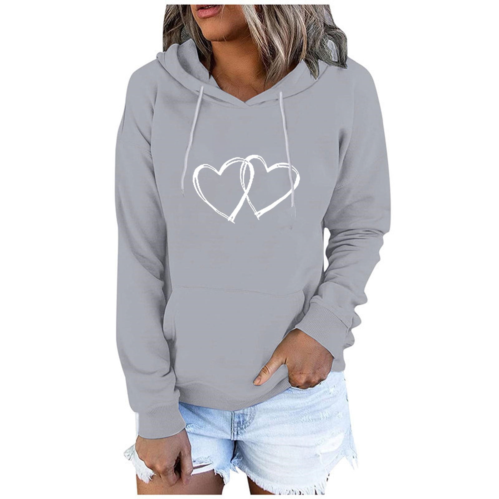 Womens long sleeve tops Solid Color Cute Valentine's Day Print Plus ...