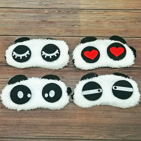 Dengjunhu 4Pcs Panda Eye Mask Soft Plush Sleep Mask Eyeshade Travel Blinfold