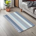 thumbnail image 6 of Vintage Door Mat Medieval Bohemian Blue Geometric Stripe Non Slip Absorbent Entrance Mat Washable Low Profile Indoor Doormat for Front Door Entryway Entry 18"x30", 6 of 9