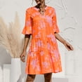 thumbnail image 3 of Zmoon V-Neck Trumpet Sleeve Cake Style Stitching Dress, 3 of 7
