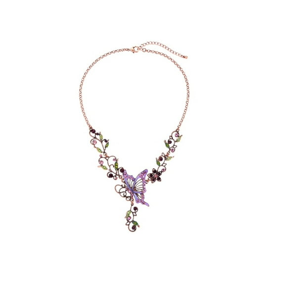 Antiqued Purple Butterfly Necklace