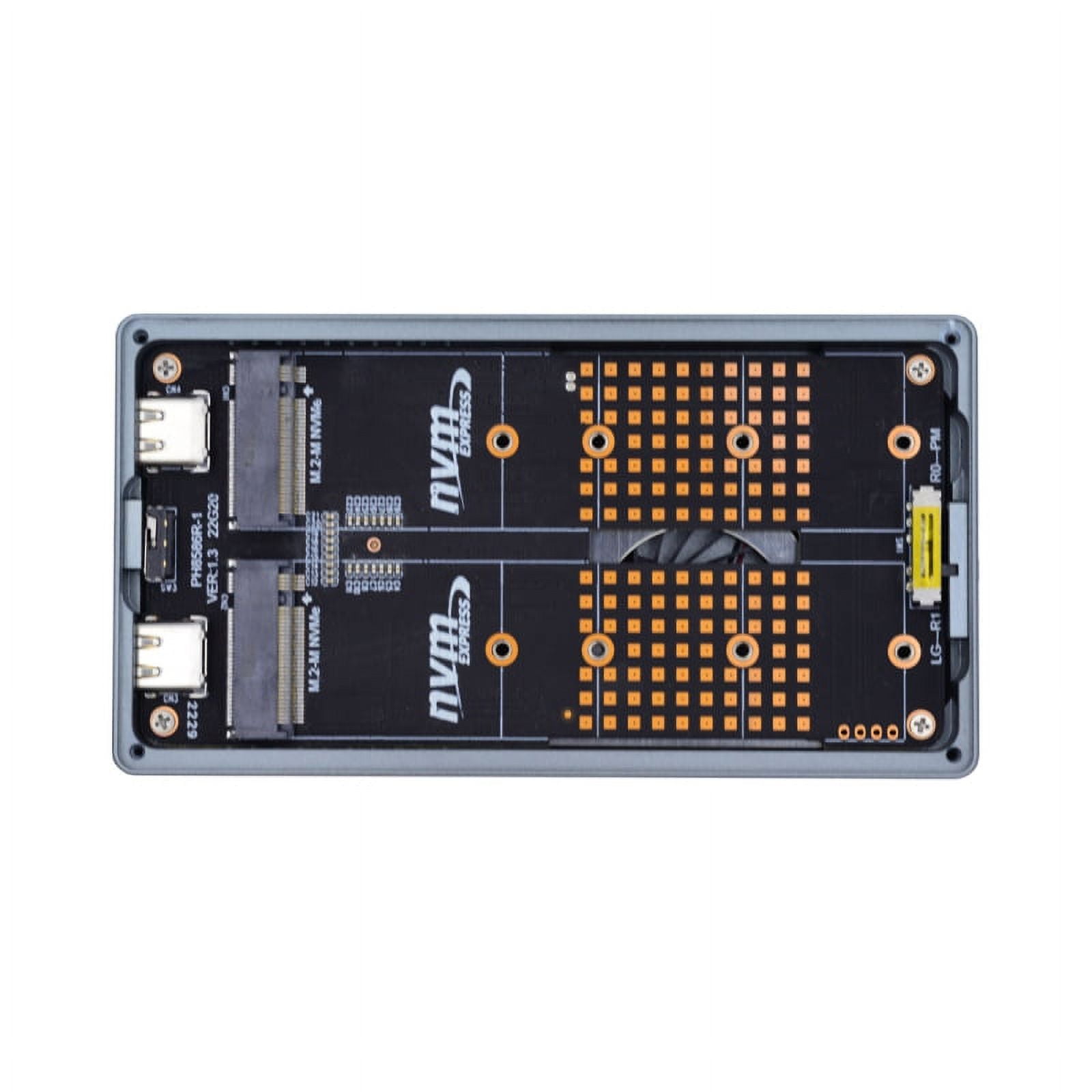 JSER Dual NVME M.2 NGFF M-Key to USB-C Type-C Raid0 Raid1 JOBD Big Enclosure 20Gbps with Fan Raid0 Hyper Adapter