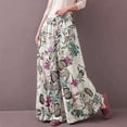 thumbnail image 4 of Jxximdong Pants for Women Women's Casual Floral Printed Pants Belt Elastic Waist Wide Leg Pants Pocket Long Pants Red M Trousers, 4 of 8