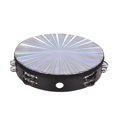 thumbnail image 3 of Instrument de Percussion à Tête de Tambour Réfléchissante Tambourine à Main Radiant en Bois de 10 Pouces Tambourine avec Double Rangée de Clochettes, 3 of 8