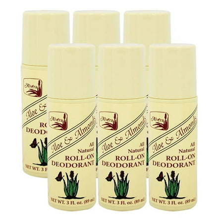 Alvera All Natural Roll-on Deodorant Aloe and Almonds - 3 Oz ( 6 Pack )