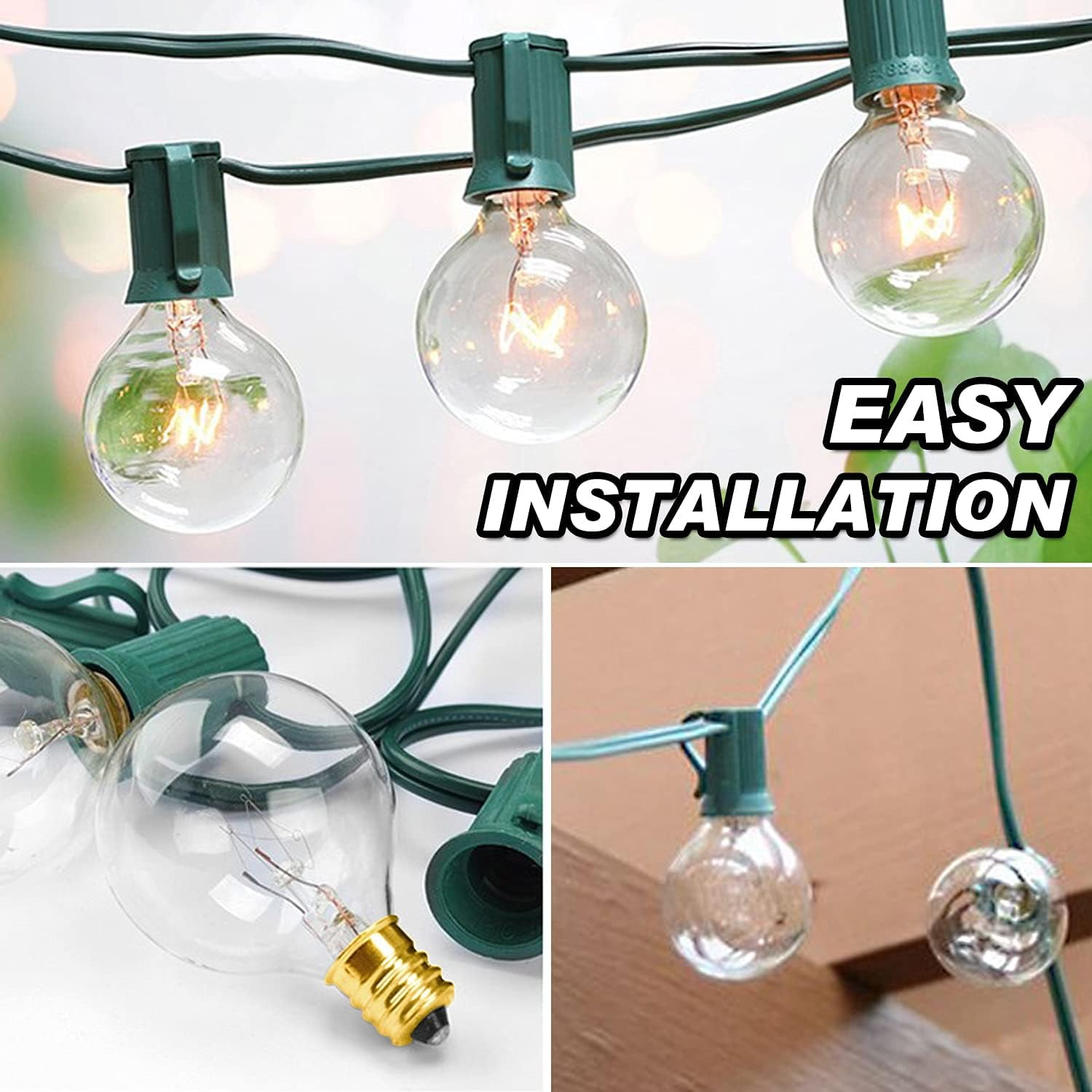 G40 Replacement Bulbs, 120V 5 Watt Clear Globe Incandescent Light Bulbs fits E12 C7 Candelabra Base, Dimmable String for Indoor Outdoor Patio Decor, (25 Pack)