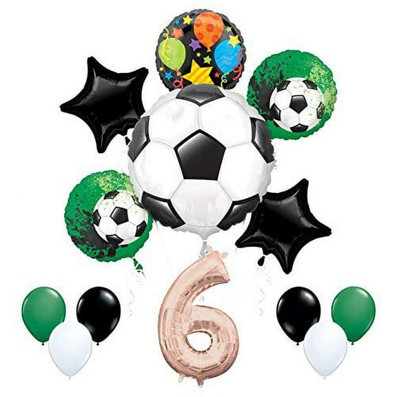Mayflower Products Soccer Party Supplies 6th Birthday Girls Goal Getter Balloon Bouquet Decorations - Rose Gold 6