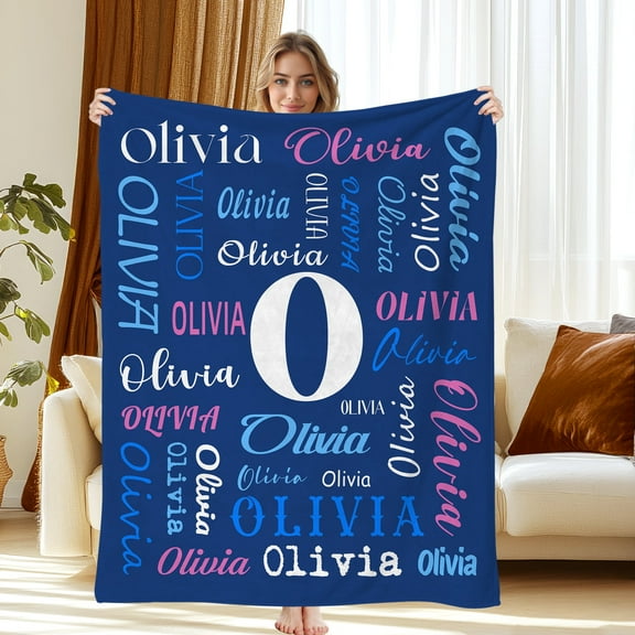 JML USA Custom Flannel Blanket, Personalized Text Throw, Soft & Lightweight, Customized Name Or Letter, Multiple Sizes for All Ages, Quick Shipping