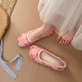 thumbnail image 4 of Dress Shoes for Women Round Closed Toe Flats Shoes Floral Lace Ballet Flats Dressy Comfortable Foldable Flats Low Heel Slip on Shoes Pink, 4 of 8