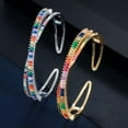 thumbnail image 2 of Adjustable Multicolored Gold Plated CZ Rainbow Open Cuff Bangle Fashion Jewelry, 2 of 9