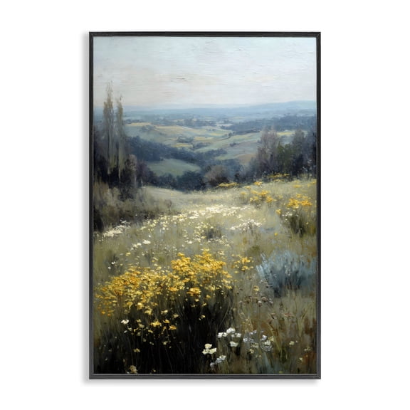 Stupell Industries Traditional Sporadic Meadow Flowers Black Framed Giclee Art, 12 x 18, by Petals Prints Design