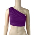 thumbnail image 1 of Timegard Tank Top for Women Solid Color 1 Shoulder Cropped Comfy Fitting Slim Ruched Casual Tee Top, 1 of 3