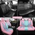 thumbnail image 4 of Red Rain Pink and Blue Leather Seat Cover Universal Car Seat Cover 2024 New 13Pcs Fit Car Auto Truck SUV (U-Pink+Blue+Blue), 4 of 8