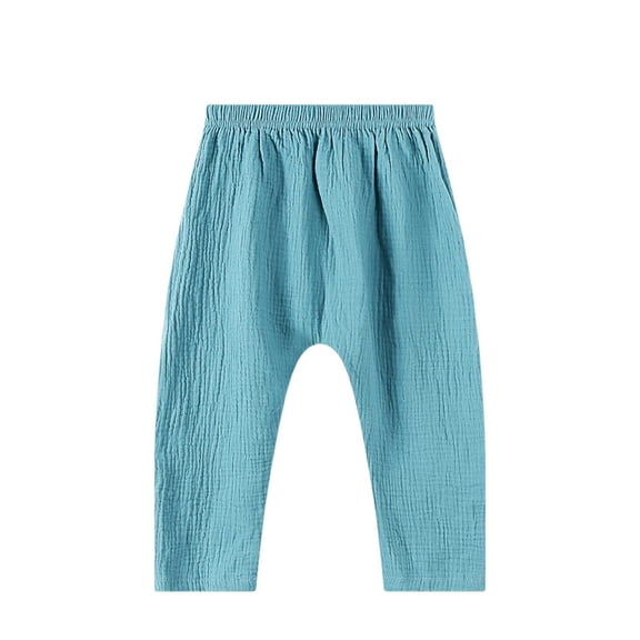 WRKEKC Boys Girls Casual Pants Solid Elastic Waist Athletic Cropped Trousers Lightweight Summer 0-8 Years
