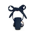 thumbnail image 2 of BLISSFUL STEP Women's Sandals Ankle Tie Back Open Toe Block Heels Navy Blue 9, 2 of 7