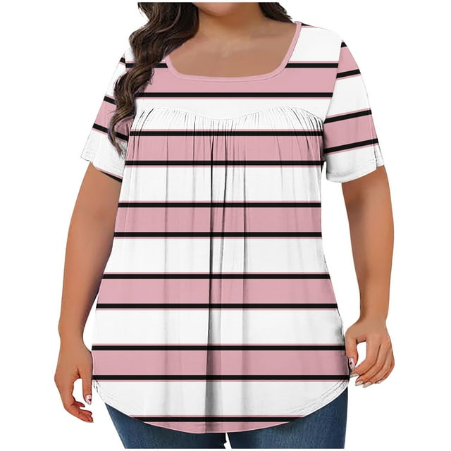 Pisexur Womens Tops Boasting Colorful Stripes Along With Short Sleeve Tops in Multiple Hues Suitable for Plus Size Tops for Women’s Styling & Womens Blouses