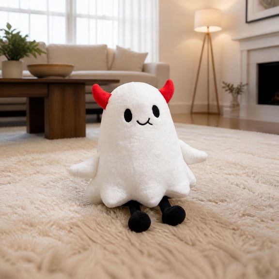 Red Devil Plush Toy, Halloween Ghost Doll Figurine, Cute Cartoon Demon Stuffed Animal, Soft Horror Plushie for Home Decor, Spooky Fall Accent & Gift