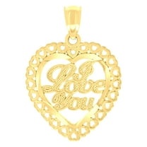 14k Yellow Gold Womens I Love You Heart Charm Pendant for Women