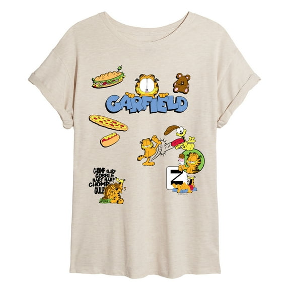 Garfield - Collage - Juniors Oversized Graphic T-Shirt