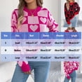 thumbnail image 3 of Tnhcen Women's Checkered Heart Sweater Acrylic Knit Pullover Red Black Color Block Top Loose Fit Casual Wear Valentine's Day Romantic S-L, 3 of 8