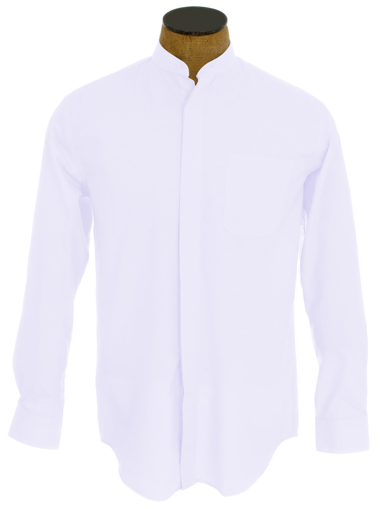 Men's Collarless Banded Collar Dress Shirt - Walmart.com