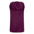 thumbnail image 4 of Inverlee Elegant Cowl Neck Tank Tops for Women Solid Asymmetrical Blouse Trendy Sleeveless Satin Shirts, 4 of 9