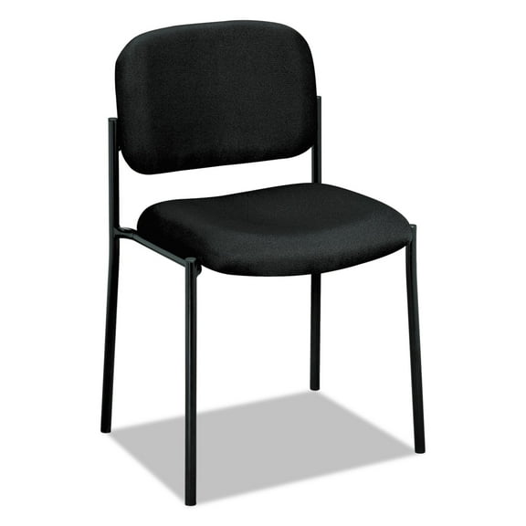 basyx VL606 Series Stacking Armless Guest Chair, Black Fabric