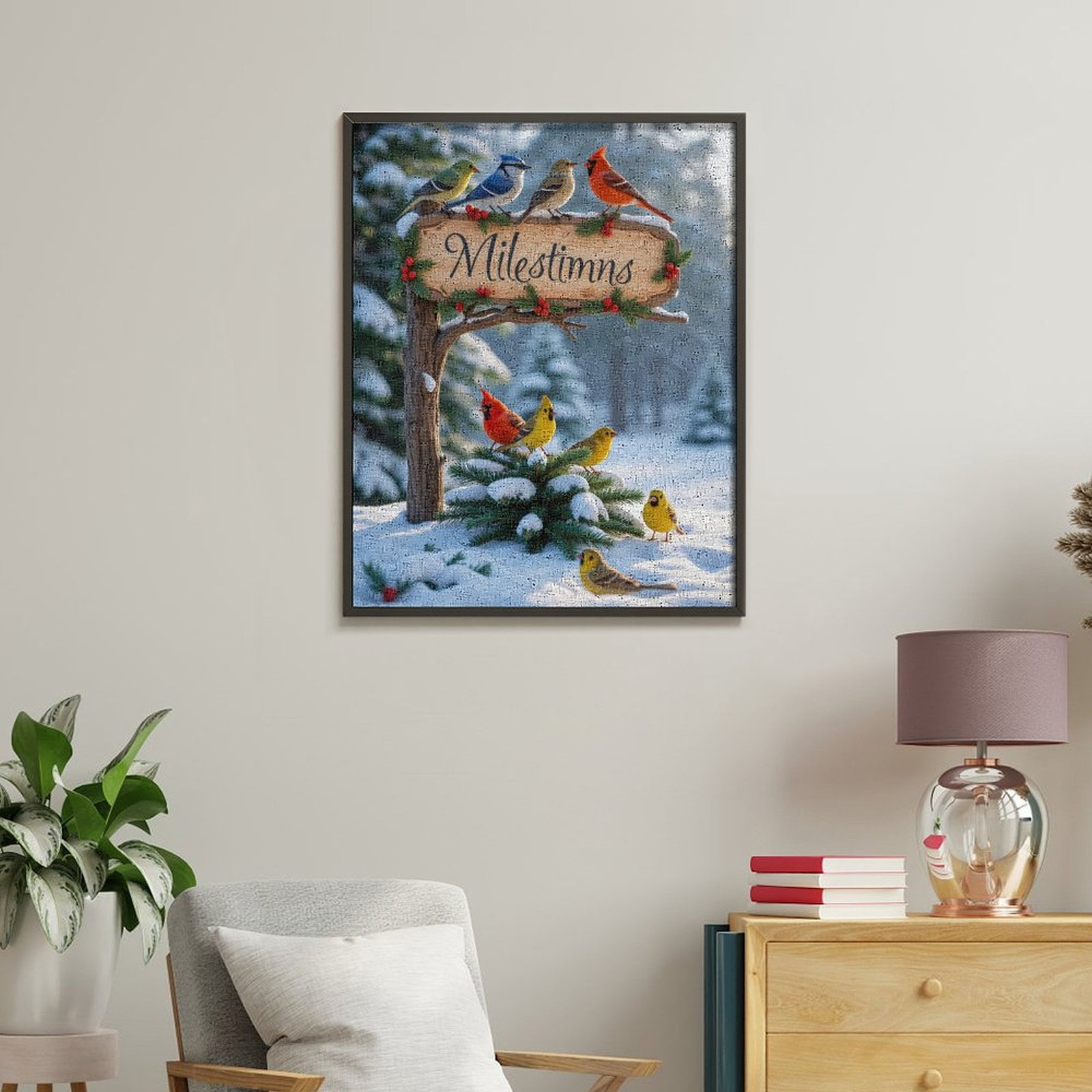 Paint By Numbers Kit for Adults Beginner - Snowy Birds Sign Winter Scene DIY Canvas Painting Kits for Adults, Frameless Paint By Number for Adults for Home Wall Decor 16x20 Inch