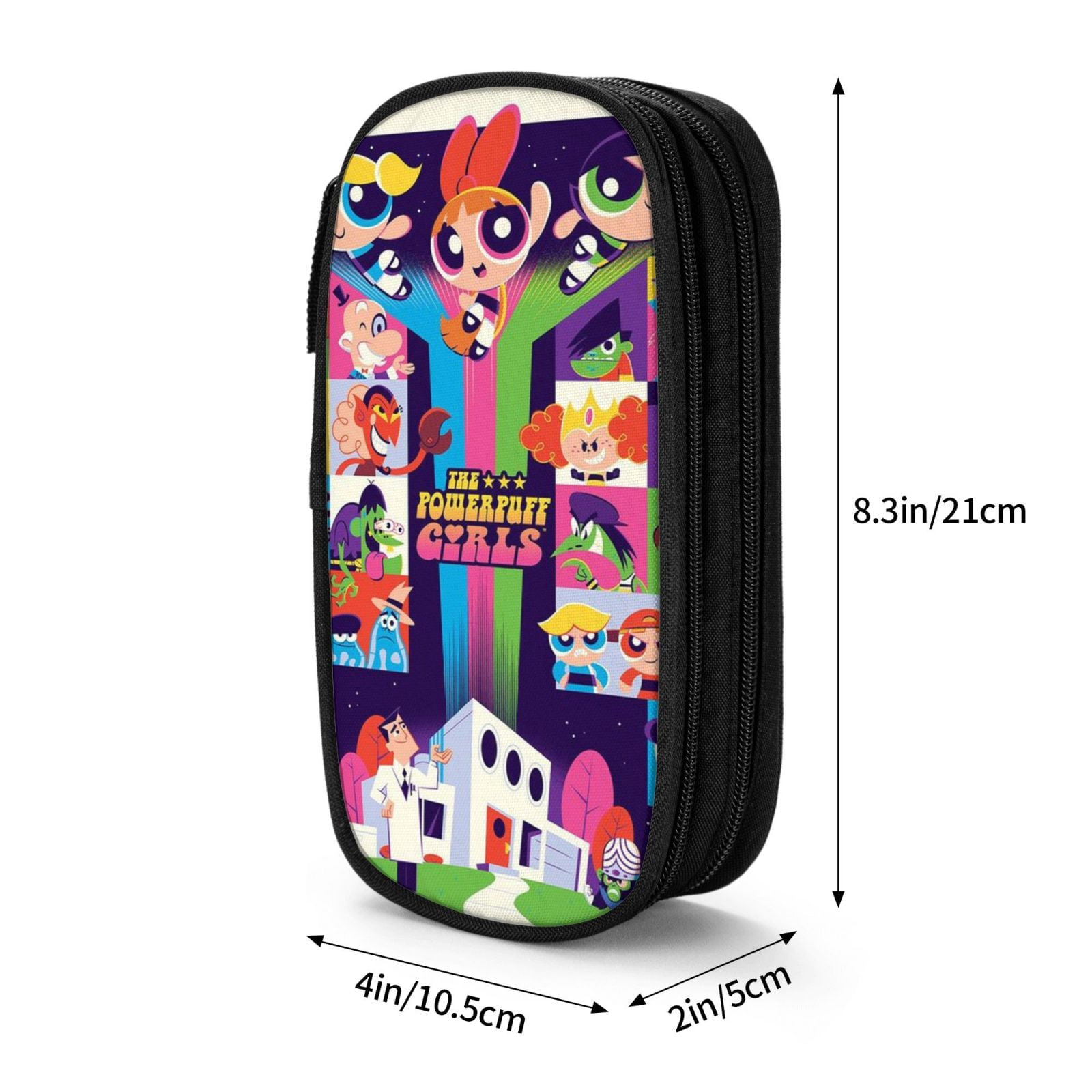 The Powerpuff Gi-rls Pencil Case Large Capacity Pencil Pouch Penbag Office Stationery Organizer Travel Makeup Bag Black
