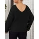 thumbnail image 3 of Suéteres de talla grande para mujer, de manga larga, cuello en V, informales, de punto, 3 of 8