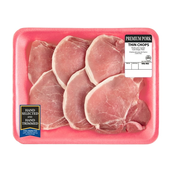 Pork Center Cut Loin Chops, Thin, Bone-In, Large