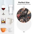 thumbnail image 6 of Zufioo Moonlit Crow Blossoms Print Leather Coaster Set, Decorative PVC Coasters 4-pack - Scald and Stain-resistant, Suitable for Home, Cafes, Restaurants-Round Shape, 6 of 6