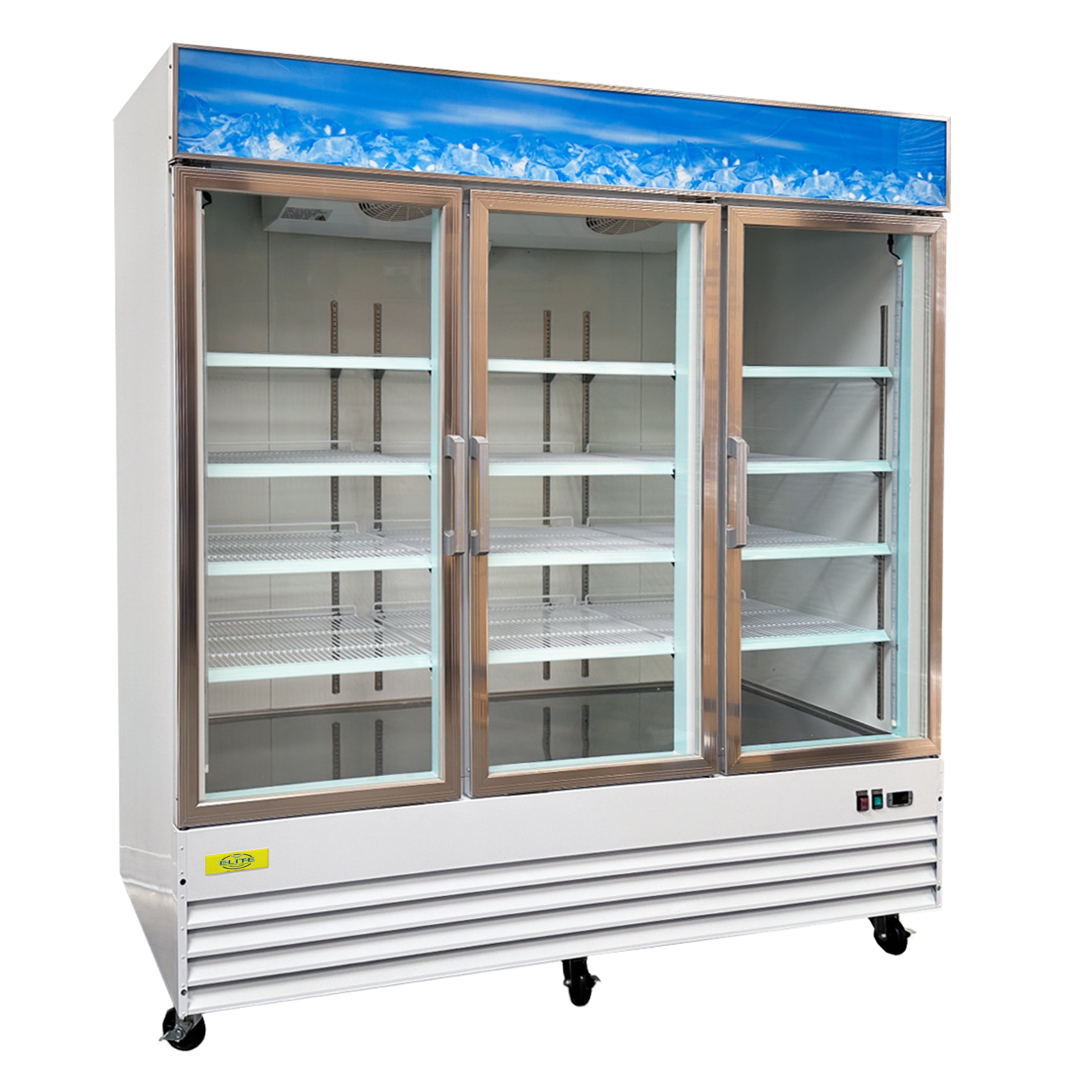 79 in. Three Glass-Door Merchandiser Refrigerator 53 Cu. Ft. Beverage Display Cooler, Commercial Refrigerator 79.2''W x 32''D x 84.7''H
