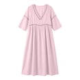 thumbnail image 5 of Omexry Spring Summer Dresses for Women Women's Summer Casual Dress Gradual Sleeveless Neck V-Neck Long Dress Pink S, 5 of 8