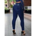 thumbnail image 2 of Women's High Waist Jeans With Wash Effect Stretchy Skinny Fit Button And Zipper, 2 of 5
