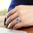 thumbnail image 5 of Mens Ring Rectangle Squared Stainless Steel Ring with AAA Grade CZ in Jet, 5 of 8