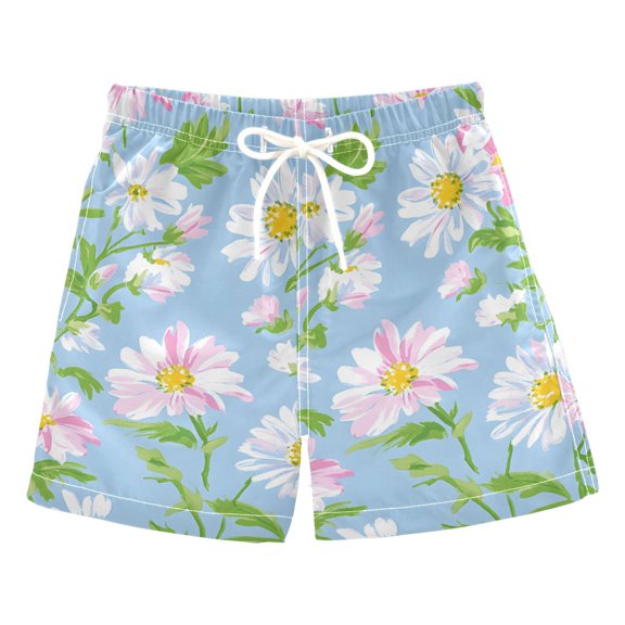 FORMRS Boys Swim Trunks Quick Dry Mesh Liner Boardshorts Sizes XS-XL, Blue Floral