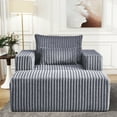 thumbnail image 2 of BUIORD Accent Chair with Ottoman, 62.5" Oversized Corduroy Single Sofa Armchair, for Living Room Bedroom, No Assembly Required, Gray, 2 of 9