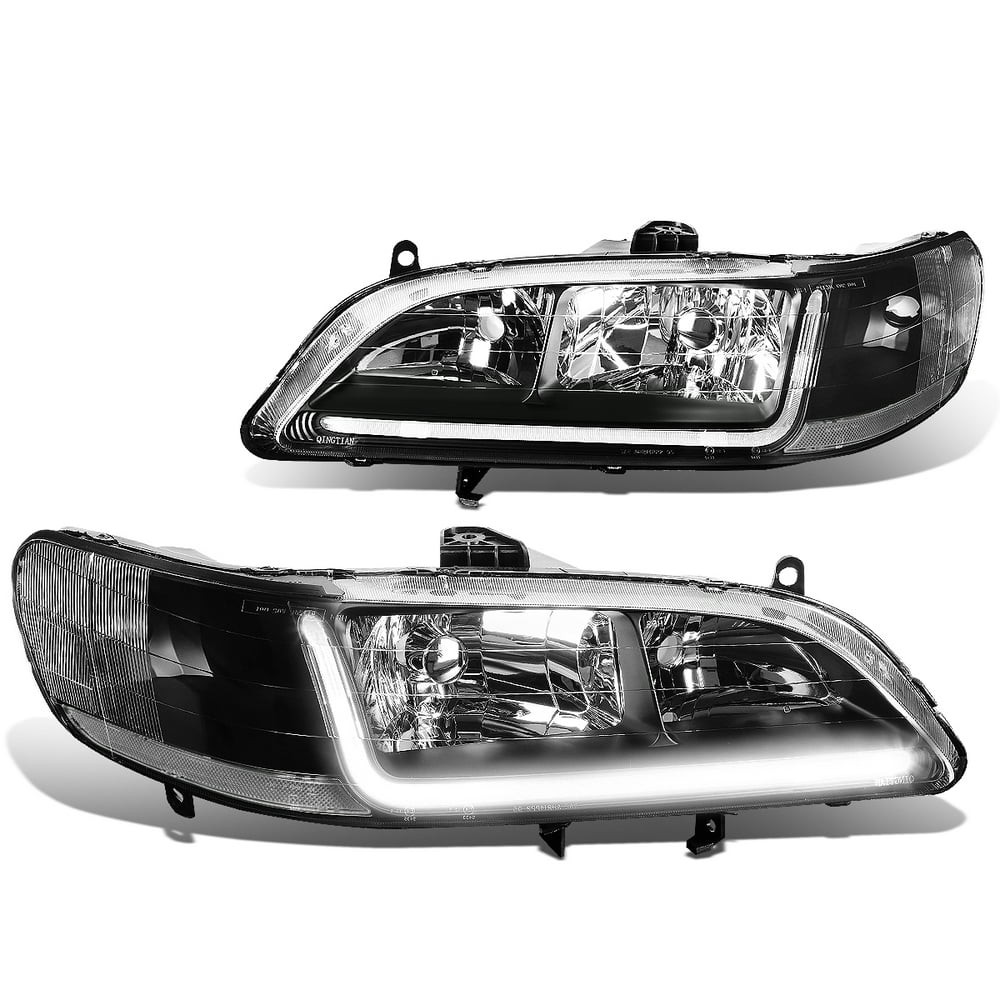 For 1998 to 2002 Honda Accord LED DRL Light Bar Headlight Black Housing