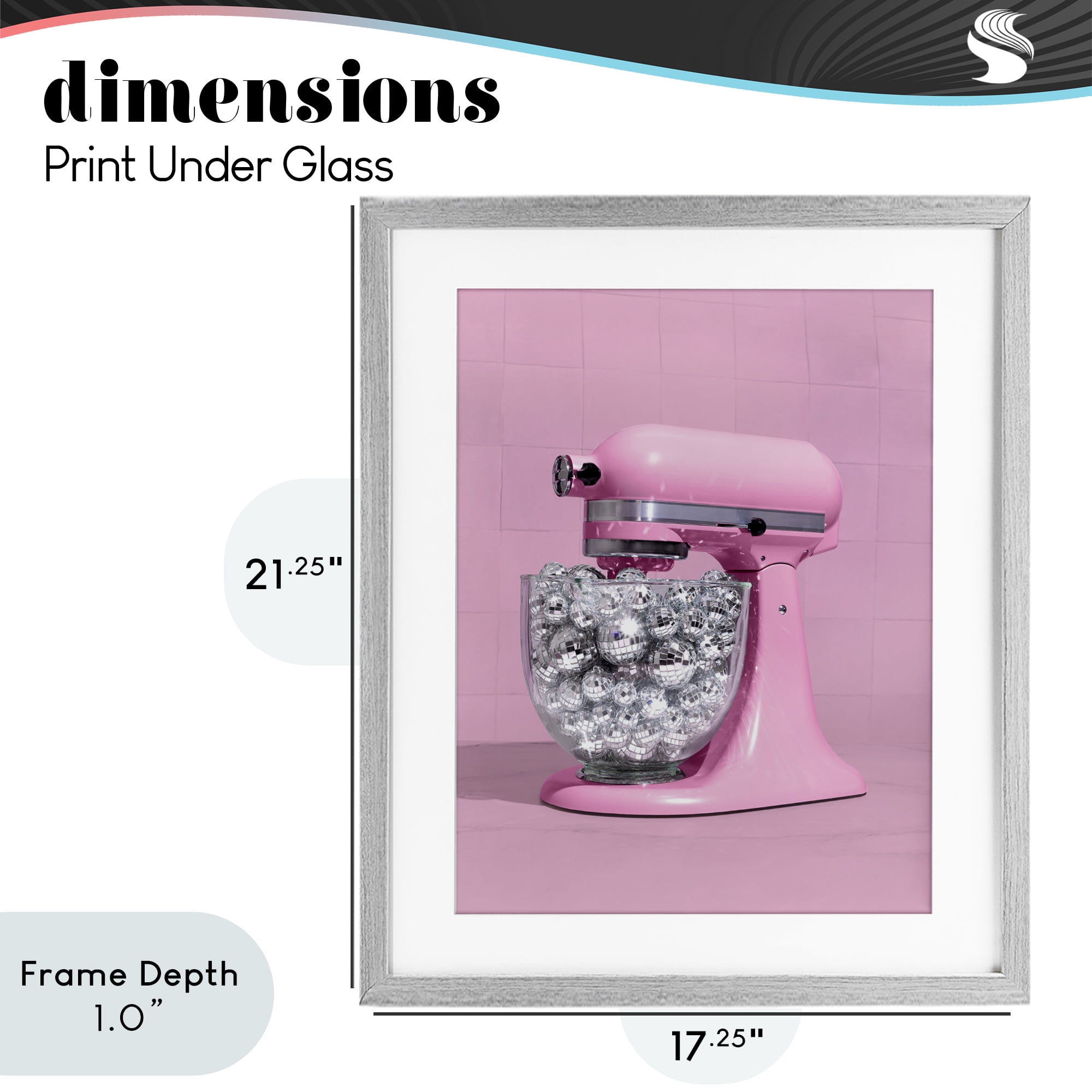Stupell Industries Disco Kitchen Mixer over Pink Gray Framed Print Under Glass, design by LISH Creative