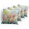 thumbnail image 5 of Ambesonne Pastel Throw Pillow Cover 4 Pack, Tulips Flower Bed Park, 24", Multicolor, 5 of 7