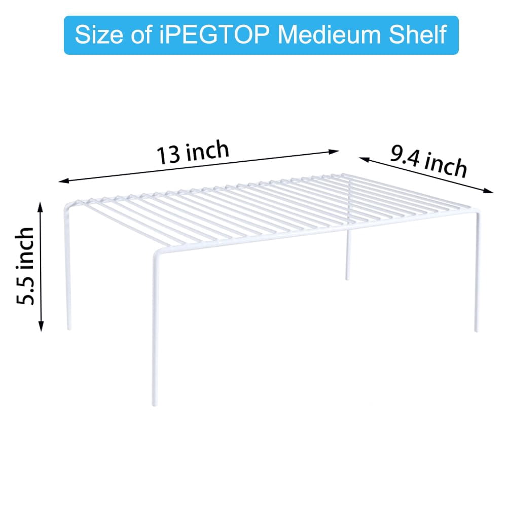 SANNO Freezer Cabinet Storage Shelf Rack, Wire Shelf Rack for Organization Kitchen Countertops Pantries Utensils，Set of 2