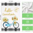 thumbnail image 4 of Yellow Flowers Bee Hello Sunshine Spring Summer Kitchen Dish Towels Set of 2,Yellow Lemon Eucalyptus and Blue Bike Summer Kitchen Tea Towel Home Decorations,18x26 Inch Drying Dishcloth., 4 of 6
