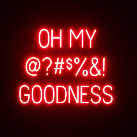 SpellBrite OH MY GOODNESS LED Sign for Business. 32.0" x 23.8" Red OH MY GOODNESS Sign Has Neon Sign Look With Energy Efficient LED Light Source. Visible from 500+ Feet, 8 Animation Settings.