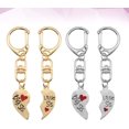 thumbnail image 2 of HTOOQ 2 Pairs Love Stitching Keychains Unique Key Holder Chic Key Ring Key Decoration Small Gift for Girls Women (Golden+ Silver) Key Chain Accessory, 2 of 9
